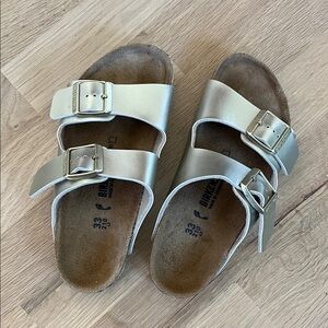 Birkenstock Kids Metallic Silver Sandals